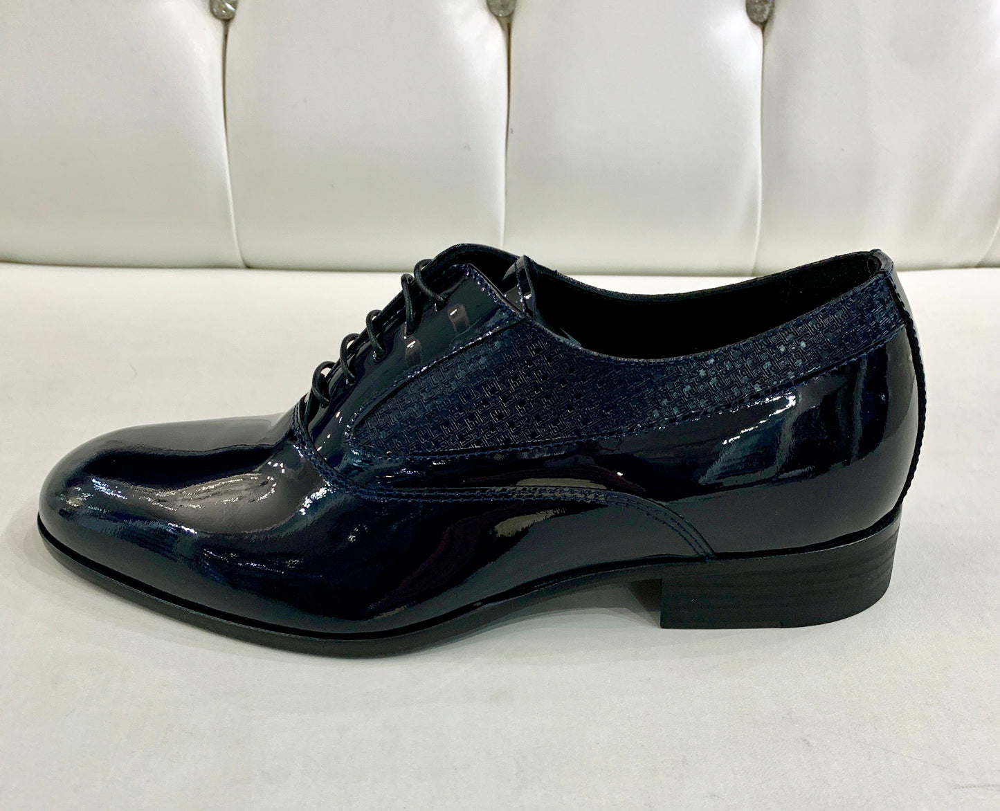 Scarpa con rialzo nascosto +7cm 48Z8204 - rugan blu spazzolata