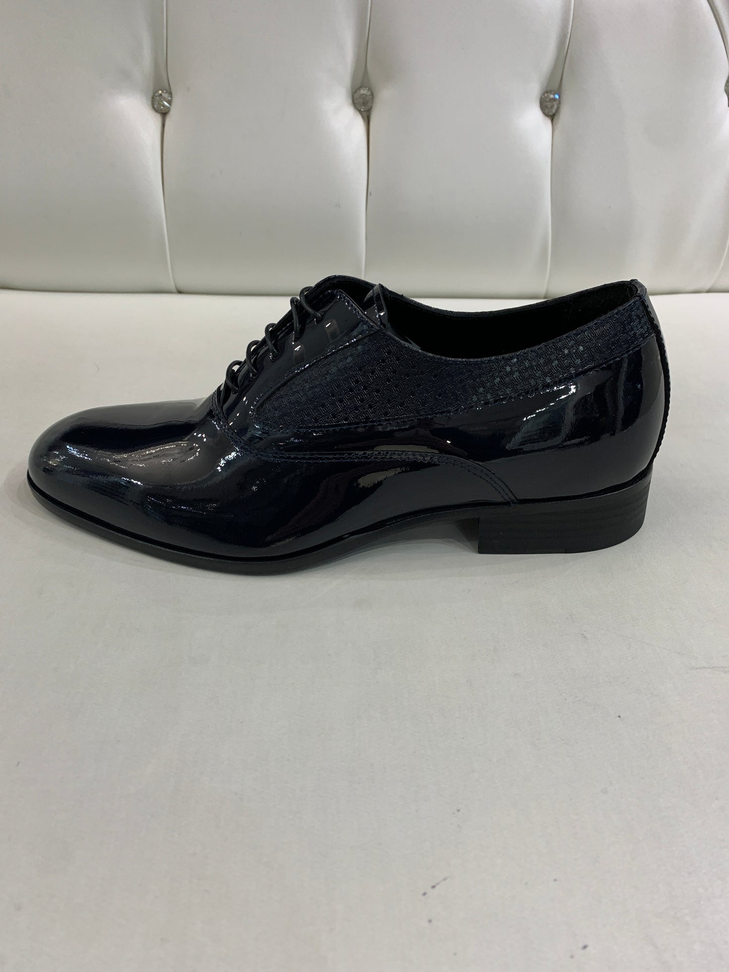 Scarpa con rialzo nascosto +7cm 48Z8204 - rugan blu spazzolata